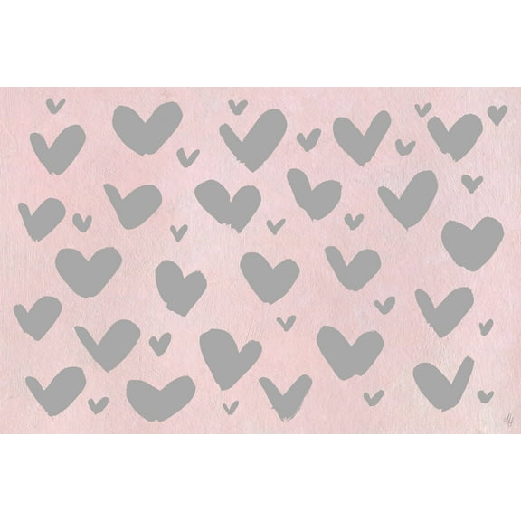 Marmont Hill Pink and Gray Hearts Canvas Wall Art