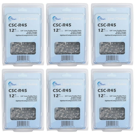 6-Pack 12-Inch Chainsaw Chain Replacement for Husqvarna 436 LI - (12", 3/8", .043", 45 Drive Links)