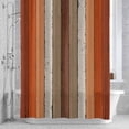 thumbnail image 3 of Brown Orange Striped Shower Curtain for Bathroom Decor, Modern Vintage Wood Texture Rectangle Waterproof Fabric Shower Curtain, 54"x78" Set with 12 Hooks, 3 of 9