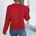 thumbnail image 4 of GBSYEWXS Women Sweater Crew Neck Heart Print Long Sleeve Daily Wear Soft Red Sweater, 4 of 6
