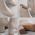 thumbnail image 4 of 1 par de botas de punta cuadrada, zapatos de tacón grueso, botas de tacón medio, botines de mujer, 4 of 5