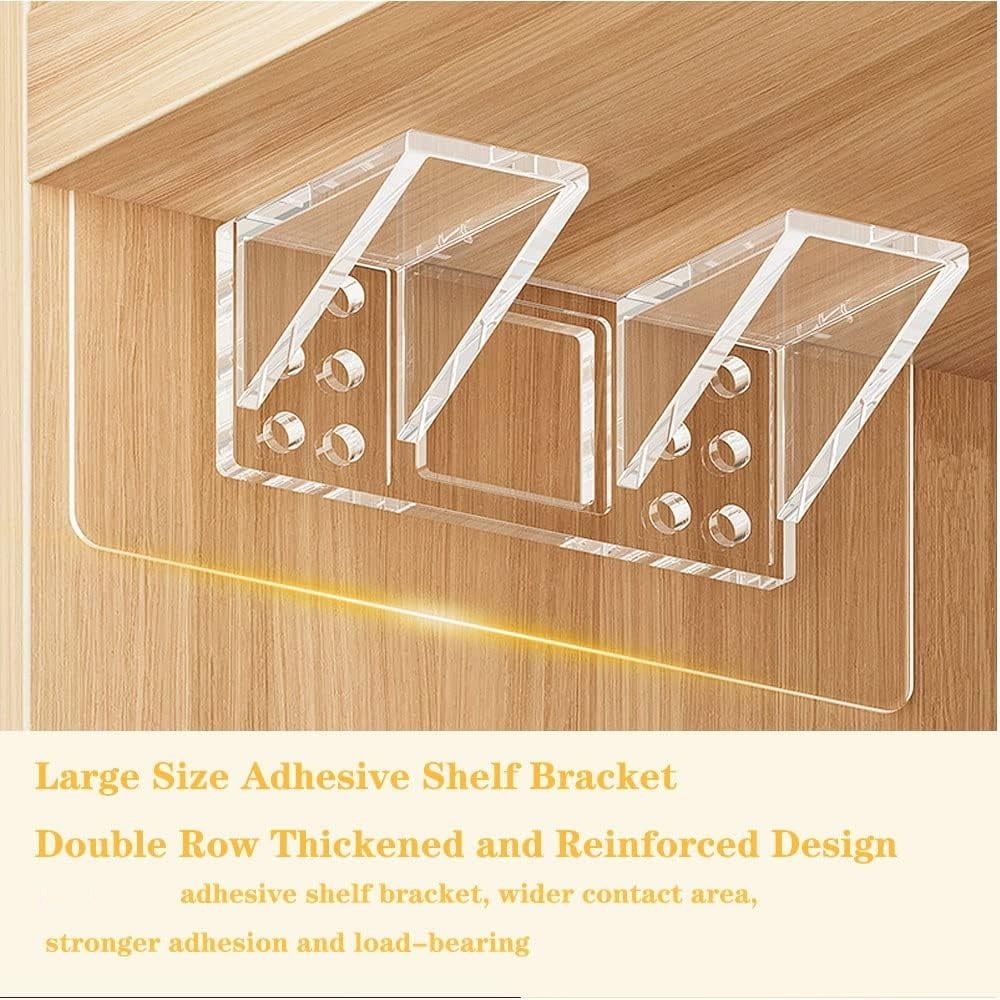 Large Size Adhesive Shelf Bracket, Double Row Shelf Bracket, No Drill Load-Bearing Shelf Peg Shelf Support for Shelves Kitchen Cabinet Book Closet, 12 Pack