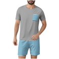 thumbnail image 2 of Clearance Clothes Under $10! ZhiZhuang Men's Striped Pajama Sets 2-piece Lounge Sleep Sets Soft Comfy Sleepwear Men Short Sleeves and Shorts Pjs Set, 2 of 6