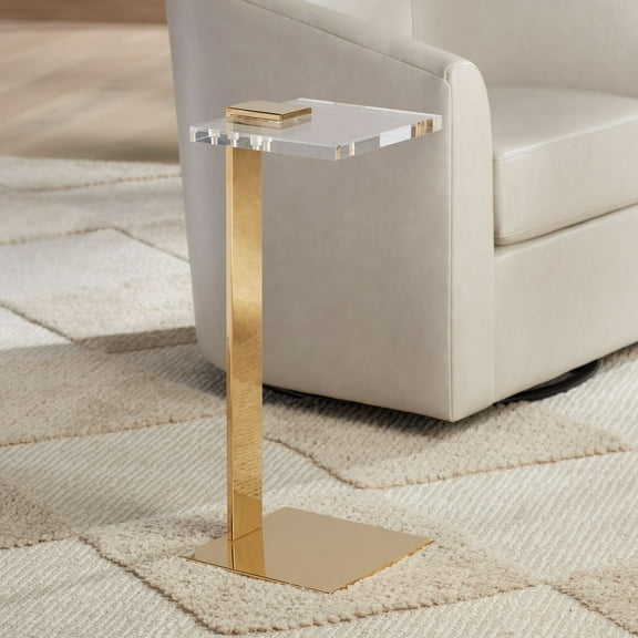 55 Downing Street Marten 10" Wide Gold and Acrylic Square Side Table