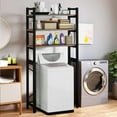 thumbnail image 4 of JNXYL 3-Tier Over The Toilet Storage Bamboo Over Toilet Shelf Bathroom Storage Organizer with Adjustable Shelf Black, 4 of 7