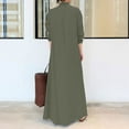 thumbnail image 5 of IDALL Women's 2025 Fall Puff Floral Print Maxi Dress Wedding Guest Dresses Long Sleeve Wrap V Neck Ruffle Belted A-Line Flowy Casual Tie Waist Boho Chiffon Dresses Evening Dress Z1-Army Green S, 5 of 8