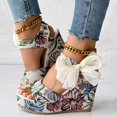thumbnail image 2 of eczipvz Chaussures pour Femmes Sandales Décontractées à Talon Compensé Imprimé Blanc, 2 of 5