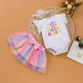 thumbnail image 5 of Mercatoo Baby Toddler Girl Outfit Fly Sleeve Letter Prints Romper Tulle Bow Skirts Clothing Sets Tutu Dress with Headband, 5 of 9
