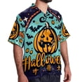 thumbnail image 2 of Halloween Font Men's Short Sleeve Hawaiian Poplin Shirt - Casual Printed Button Down Summer Beach Shirt for Men, 2 of 6