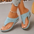 thumbnail image 4 of Dakaela Orthopedic Sandals for Women 2026 Wide Width Summer Slip on Beach Flip Flops Arch Support Dressy Casual Wedge Walking Shoes Size 6-10 Sky Blue, 4 of 9