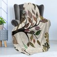 thumbnail image 4 of Nature Soft Flannel Fleece Blanket, Spring Floral Birds French Vintage Rustic Theme Style Abstract Ornamental Art, Cozy Plush for Indoor and Outdoor Use, 50" x 70", Brown and Beige, by Ambesonne, 4 of 5