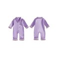 thumbnail image 2 of RUINIXCW Toddler Baby Girl Silk Stain Pajamas Newborn Infant Baby Girls Romper One Piece Spring Fall Sleepwear Lapel V Neck Fuzzy Trim Long Sleeve Button Up Jumpsuit Homewear, 2 of 9