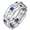 6 Sapphire, variant on Mens Eternity Wedding Band 19 Emerald Cut Gemstone 925 Sterling Silver Emerald Promise Ring Size 9