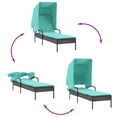 thumbnail image 5 of vidaXL Sun Lounger with Canopy Black Poly Rattan, 5 of 5