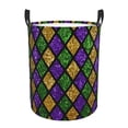 thumbnail image 1 of Fotbe Mardi Gras Shiny Green Purple Cesto de Ropa con Asas, Cesto Impermeable de Gran Capacidad, Bolsa de Lavado para Dormitorio, Cesto de Ropa con Ruedas y Asas-Small, 1 of 6