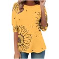 thumbnail image 4 of Ruimatai Women's Casual Printed 3/4 Sleeve Tops Round Neck Loose Fit Blouse Top Comfortable Fashion Tee Imitation Rack, 4 of 7