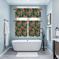 thumbnail image 4 of Red Blue Flower Kitchen Curtains Valances and Tiers Set of 3 Tropical Plants Green Leaf Summer Tier Curtains and Valance with Rod Pocket for Small Windows, 27.5"x24", 4 of 9