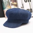thumbnail image 2 of Sombrero de visera de mezclilla para mujer Gorra de boina de ajuste suave clásico azul oscuro para sus próximas vacaciones románticas o simplemente un día normal, 2 of 5