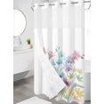 thumbnail image 3 of No Hook Shower Curtain with Snap-in Liner, Colorful Spring Floral Waterproof Fabric Bathroom Curtains, Farmhouse Flowers Modern Art Bath Curtains & Mesh Top Window Narrow 36"x78", 3 of 9