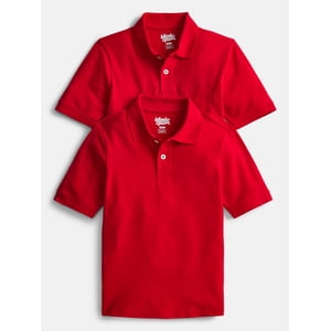 Wonder Nation Boys School Uniform Pique Polo, 2-Pack