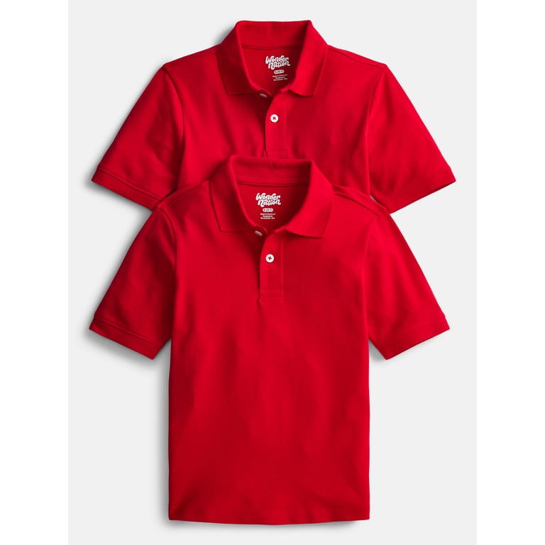 Wonder Nation Boys School Uniform Pique Polo, 2-Pack photo 1