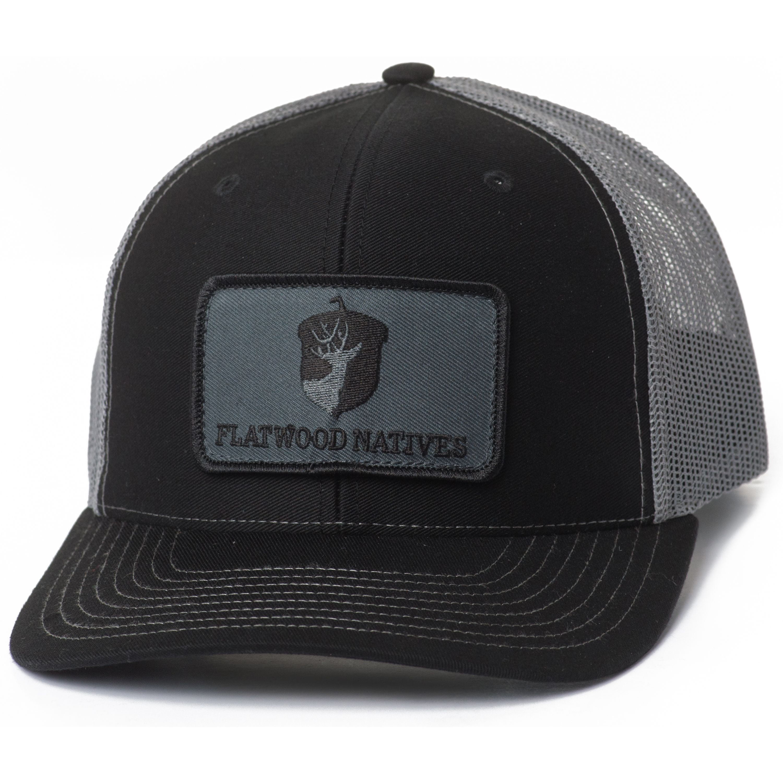 Flatwood Natives Black and Gray Full Logo Patch Trucker Style Hat ...