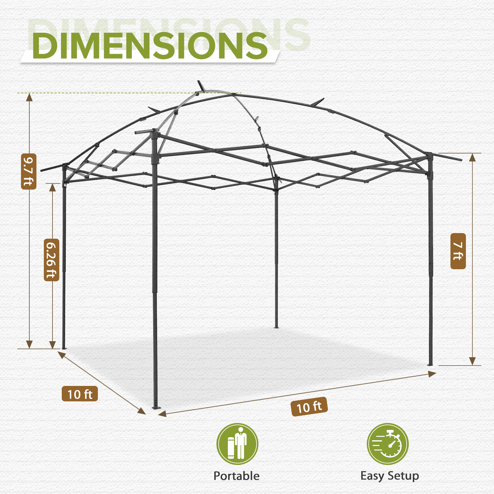 COOS BAY 11x11 Replacement Pop up Gazebo Tent Steel Frame Only, Gray