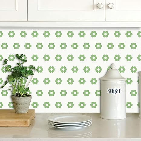 MORCART Peel and Stick Floor Tile, Vinyl Flooring Waterproof, DIY Flooring for Bathroom, Kitchen, Fireplace, Pet House, Stairs, Bedrooms, Wall(20PCS,7.87" x 7.87",light green+white)