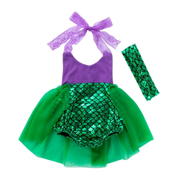 BRIGHTFUFU 1 set Baby Girls Skirt Lace tirantes de encaje vestido de mameluco con banda para la cabeza