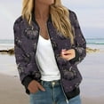thumbnail image 2 of Women's Casual Lightweight Bomber Jacket with Cute Ghost Pattern Zip Up Coat for Fall and Winter, 2 of 5