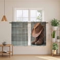 thumbnail image 2 of Cowboy Western Kitchen Curtain for Berdoom Living Room Cafe 45 Inch Length, Cowboy Hats Boots Grey Wooden Plank Tiers Curtains Light Filtering Drapes Rod Pocket Window Treatment 2 Panels 52"Wx45"L, 2 of 8