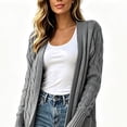 thumbnail image 2 of Diufon Cable Knit Cardigan Women Long Sleeve Cozy Chunky Knit Open Front Sweater with Pockets Going Out Fall Winter Long Jackets, 2 of 5