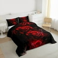thumbnail image 3 of Castle Fairy Boys Girls Floral Red Rose Full Size Comforter Sets 3-Piece,Chic Flowers Bedding Comforter Set,Black Red Lightweight Bedding Sets,Luxury Bedroom Decor,Reversible, 3 of 8