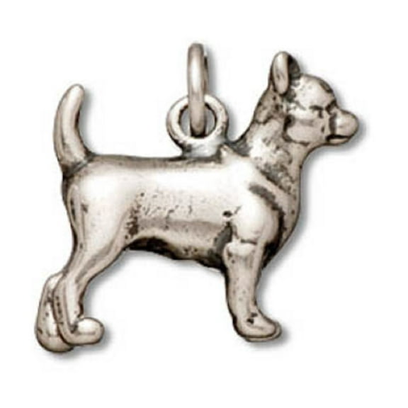 Sterling Silver 16" .8mm Box Chain 3D Standing Dog Breed Chihuahua Pendant Necklace