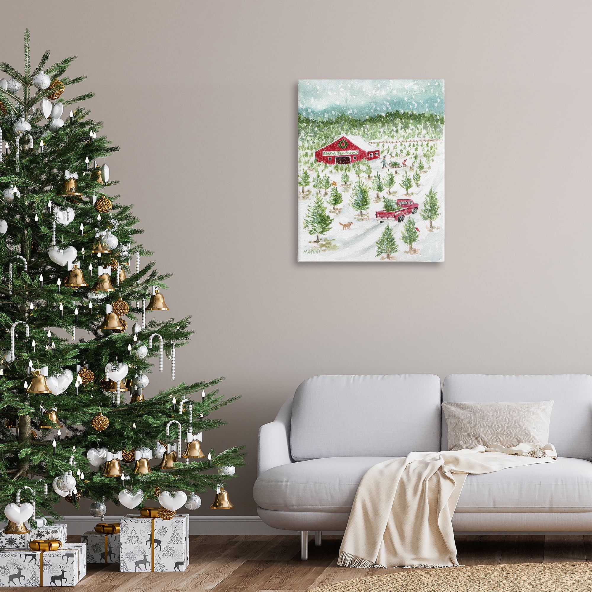 Stupell Industries Christmas Tree Farm Holiday Painting Gallery Wrapped Canvas Art Prints Wall Art, 30 x 40