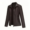 thumbnail image 4 of Faux PU Leather Jacket for Women Long Sleeve Stretch Lapel Collar Zip Up Cropped Jackets with Pockets Outerwear, 4 of 8
