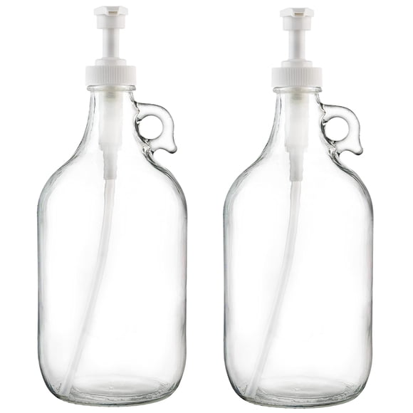 Dispensador de botellas con bomba de vidrio Kitchentoolz de medio galón, 1,9 L