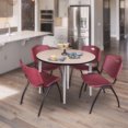thumbnail image 2 of Regency Kahlo 48 in. Round Breakroom Table- Beige Top, Chrome Base & 4 M Stack Chairs- Burgundy, 2 of 7