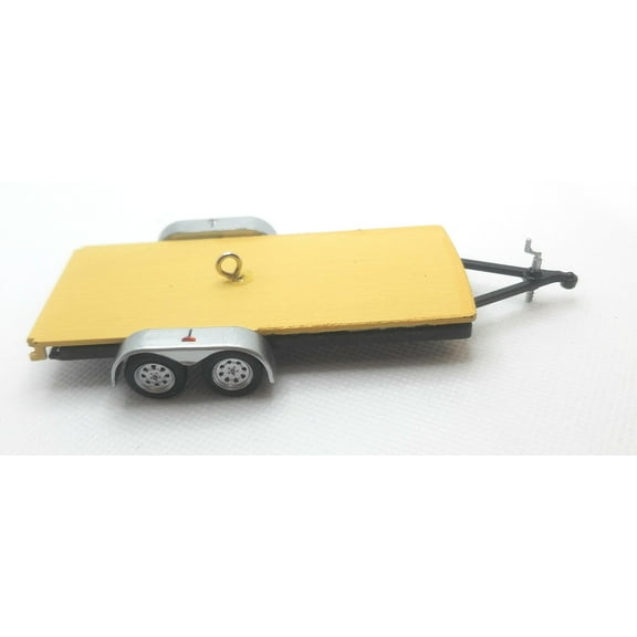 Christmas Ornament for Flatbed Trailer Car Hauler Black with Silver Fenders
