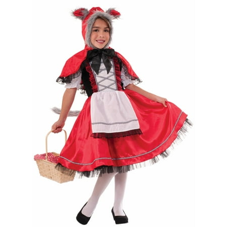 Lil Red Riding Wolf Girls Child Fairy Tale Halloween Costume