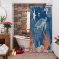 thumbnail image 4 of Sea Corals Turtle Shower Curtains for Bathroom, Summer Beach Sea Stars Dark Blue Washable Fabric Shower Curtain with Hooks Waterproof Bathroom Decor Sets, 66 x 72 Inches, 4 of 9