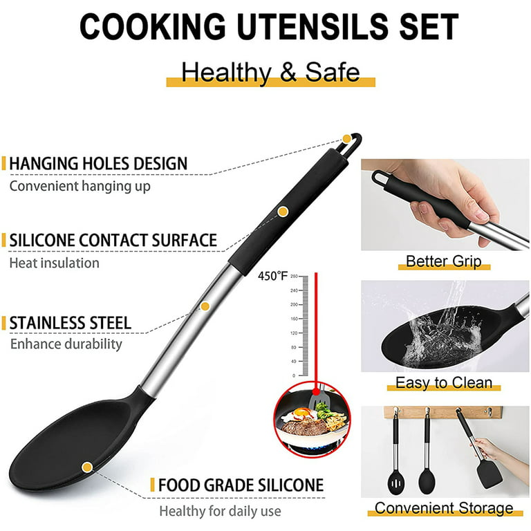Kitchen Utensils Set- 13 Pcs Cooking Utensils with Tongs, Spoon Spatula  &Turner Made of Heat Resista…See more Kitchen Utensils Set- 13 Pcs Cooking