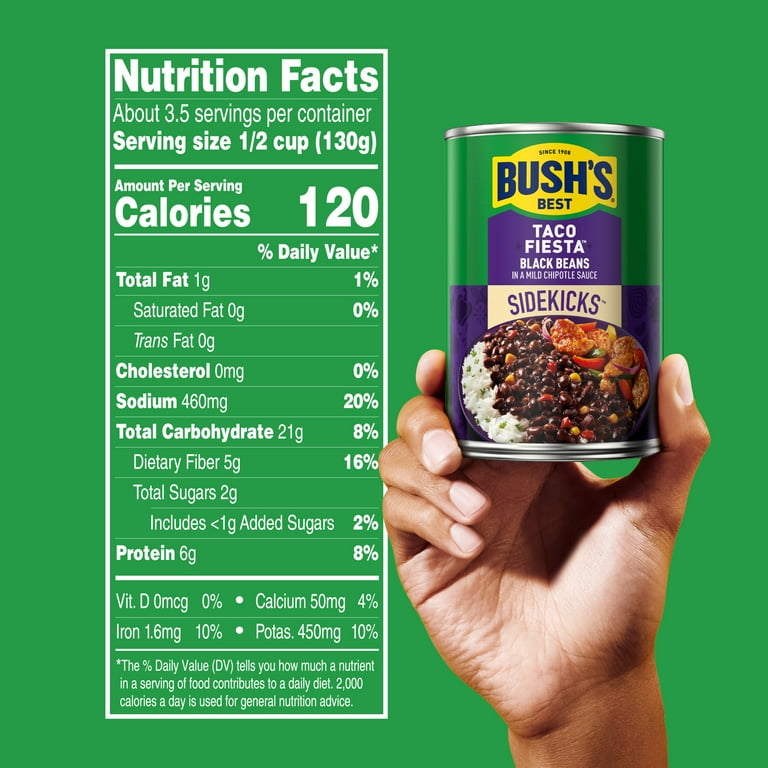 BUSH'S Black Beans Taco Fiesta Canned Black Beans 15.1 oz with