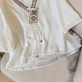 thumbnail image 3 of ZUKMRJPC Ladies Fashion Tunic Tops Workout 3/4 Sleeve Summer Solid Color Shirts Linen Chinese Frog V Neck Loose Fit Clothes, 3 of 8