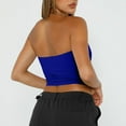 thumbnail image 6 of YDKZYMD Womens Pleated Tube Tops Strapless Bandeau Basic Sleeveless Cute Y2k Crop Tops Backless Slim Fitted Smocked Going Out Junior Solid Tops Stretch Layering Summer Teen Girls Skinny Tops Blue XS, 6 of 7