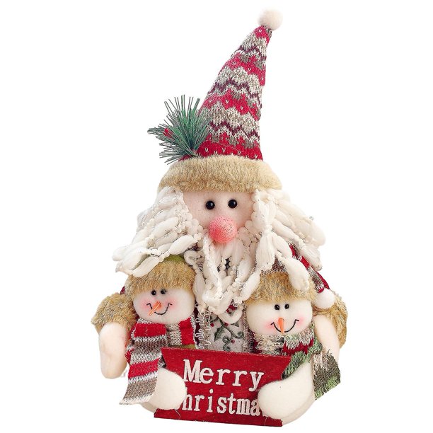 Farfi Muñeco de peluche de Navidad Sombrero de felpa Feliz Navidad Signo Adorable Regalos hechos a mano Diseño de escena Decoración del hogar Mesa de Navidad Papá Noel Muñeco de nieve Familia Stu