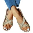thumbnail image 4 of Leozcaa Women's Cross Color Braided Flat Sandals Open Toe Slip On Slippers Comfort Summer Beach Slide Shoes, 4 of 7