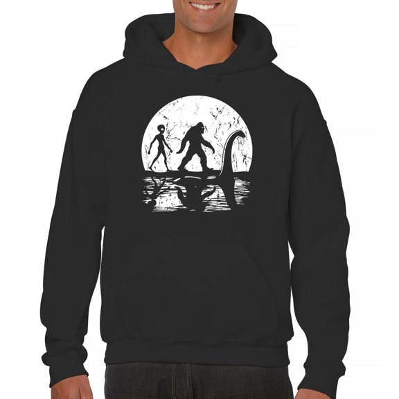 Alien Bigfoot Loch Ness Monster Moon Sweatshirt Funny Space UFO Hunter Sasquatch Yeti Dinosaur Nerd Believe Hoodie