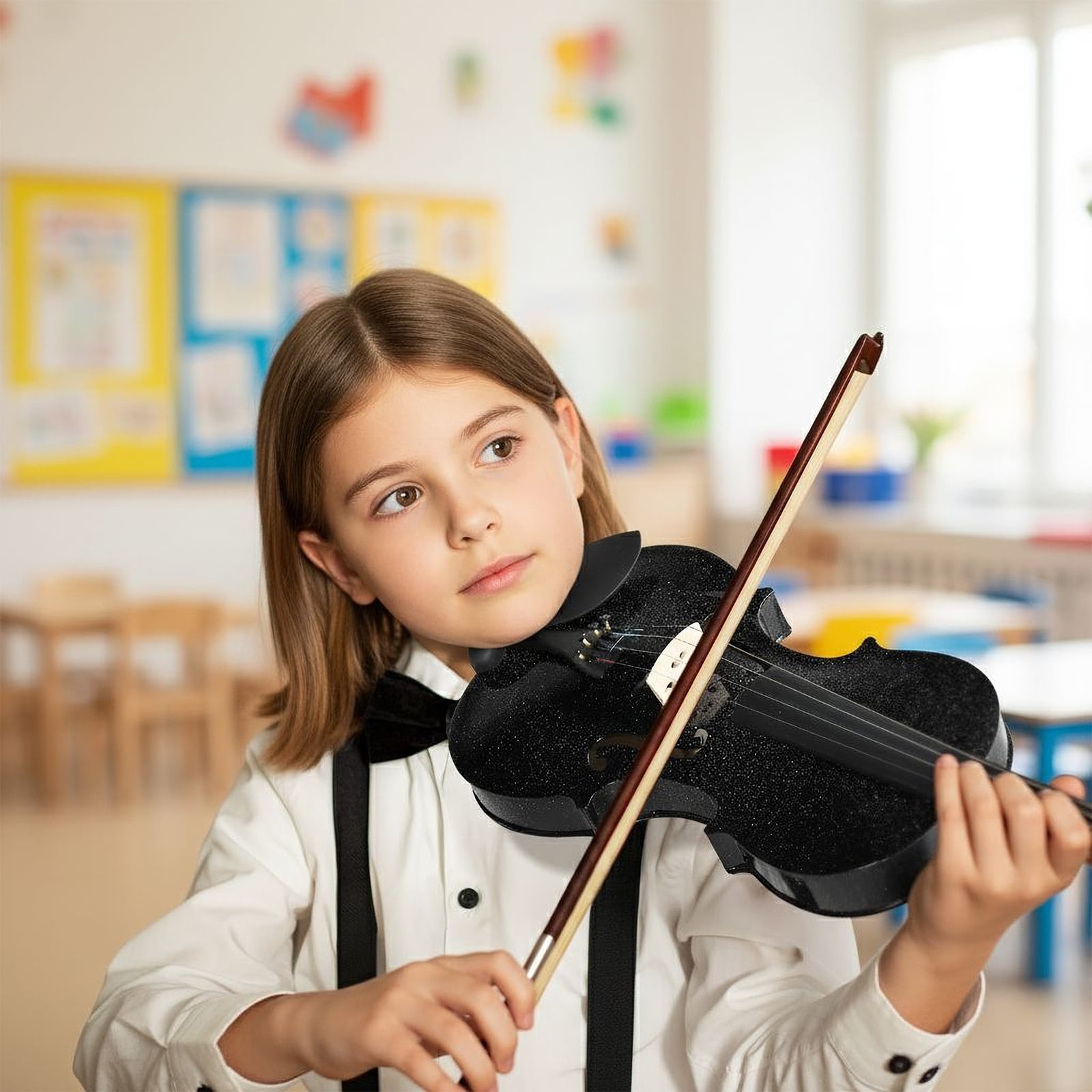 Violin for Beginners Students, Acoustic Violins 4/4, Full Size Fiddle Kit with Case, Bow, Rosin, Adult Teens Learners Age 11+ (Black)