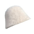 thumbnail image 1 of Opolski Bucket Hat Fluffy Chill-proof Light-weight Solid Color Fisherman Cap for Women, 1 of 8